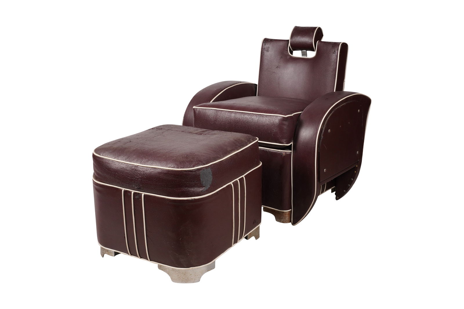 A Vintage Passenger Railroad Train Lounge Chair and Ottoman (1 of 10)