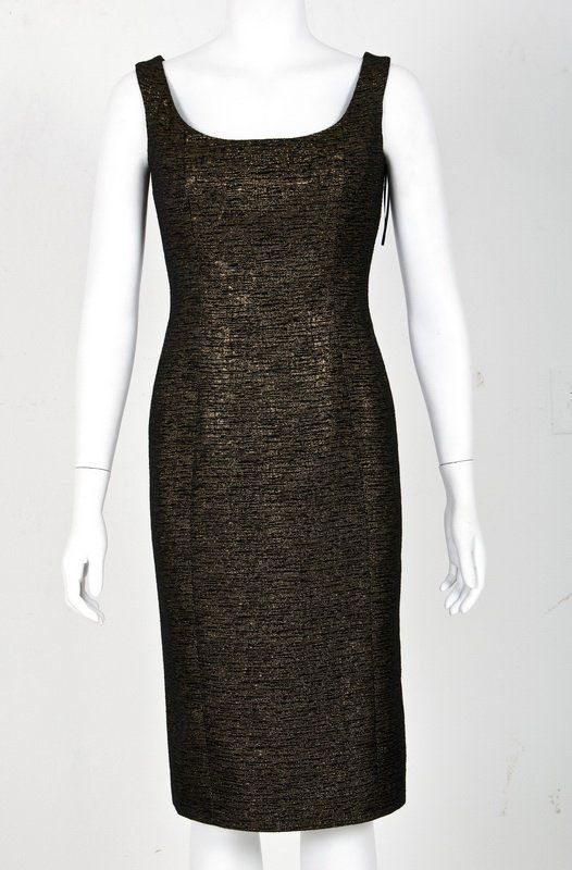 ESCADA COUTURE SLEEVELESS COCKTAIL DRESS: Copper and black shimmery fabric Size 38