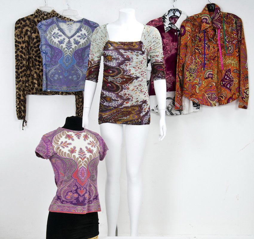 SIX ASSORTED ETRO BLOUSES: Various prints and patterns Sizes 42-44