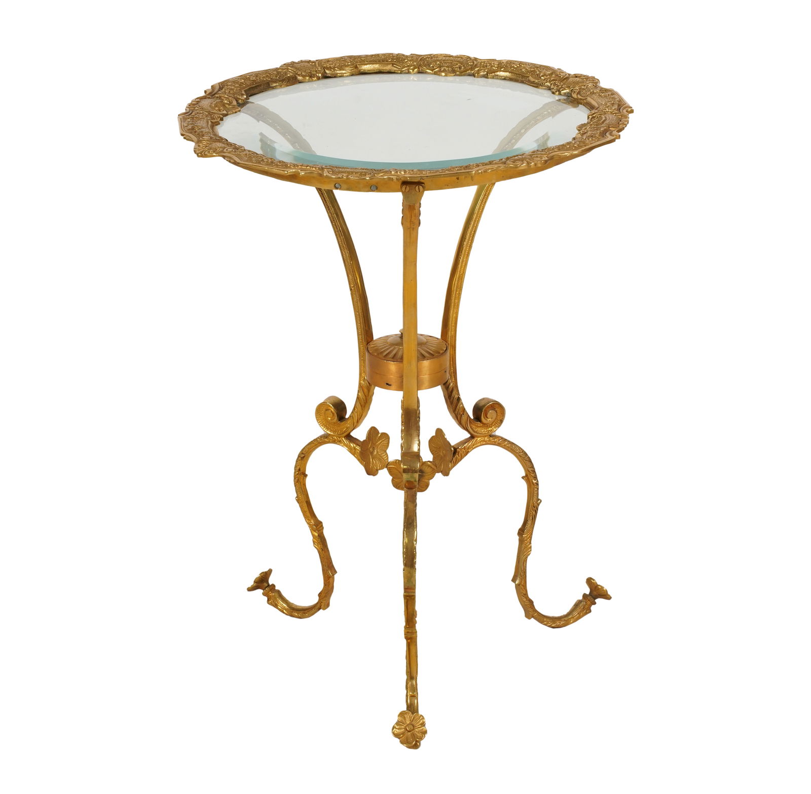 A Continental Rococo-Style Gilt Metal and Glass Cocktail Table (1 of 9)