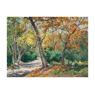 Emil Jean Kosa, Jr. (1903-1968): Sycamore Landscape: Emil Jean Kosa, Jr. 1903-1968 Sycamore Landscape oil on masonite signed lower right 24 x 32 in. (61 x 81.3 cm.), Frame: 32 x 40 in. (81.3 x 101.6 cm.) Provenance: Abell Auction 2001