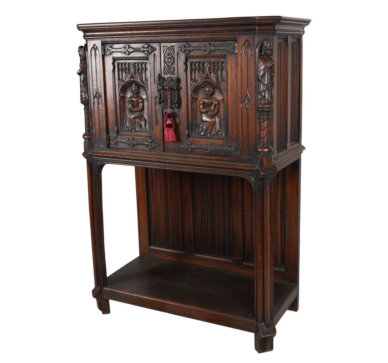 A Belgian Gothic Revival Carved Oak Court Cupboard (1 of 10)