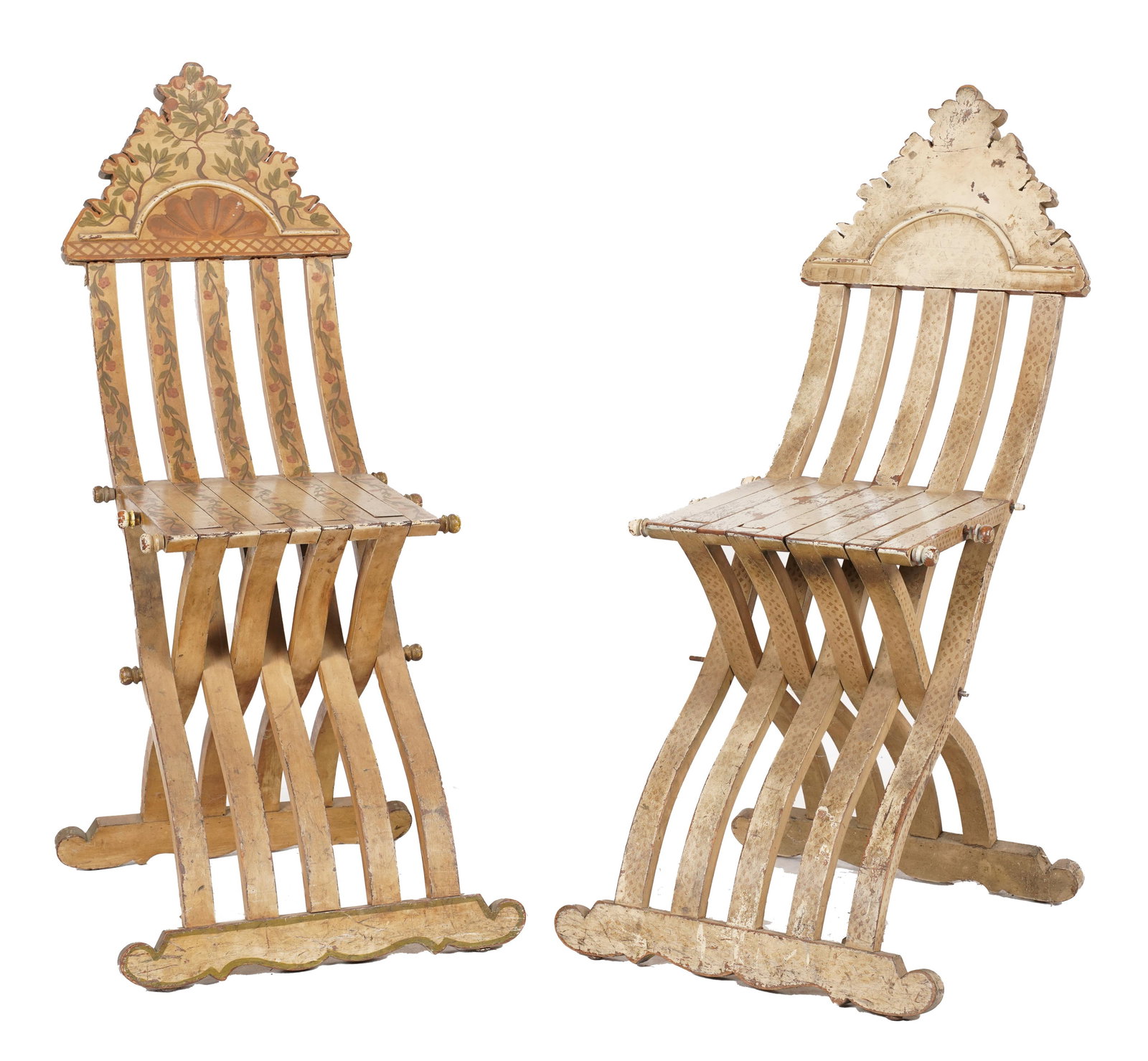 A Pair of Syrian Painted Wood Folding Chairs (1 of 9)