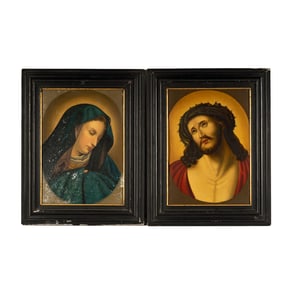 A Pair of Retablo Paintings on Tin
