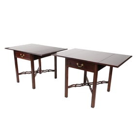A Pair of Kindel Chippendale-Style Mahogany Pembroke Tables