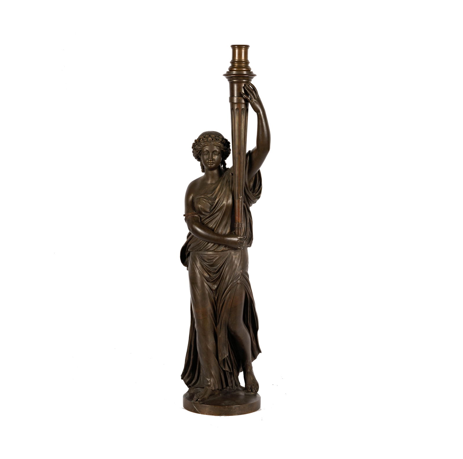 A French Patinated Bronze Figure of a Classical Maiden with Torch (1 of 15)