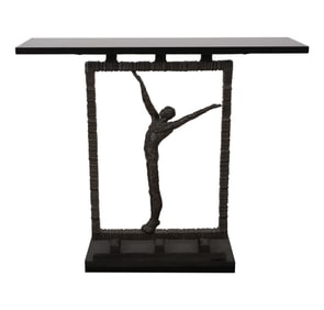 A Modernist Metal and Stone Figural Console Table