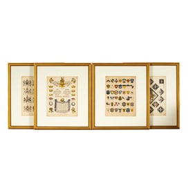 John Wilkes: Four Heraldry Hand-Colored Copper Engravings