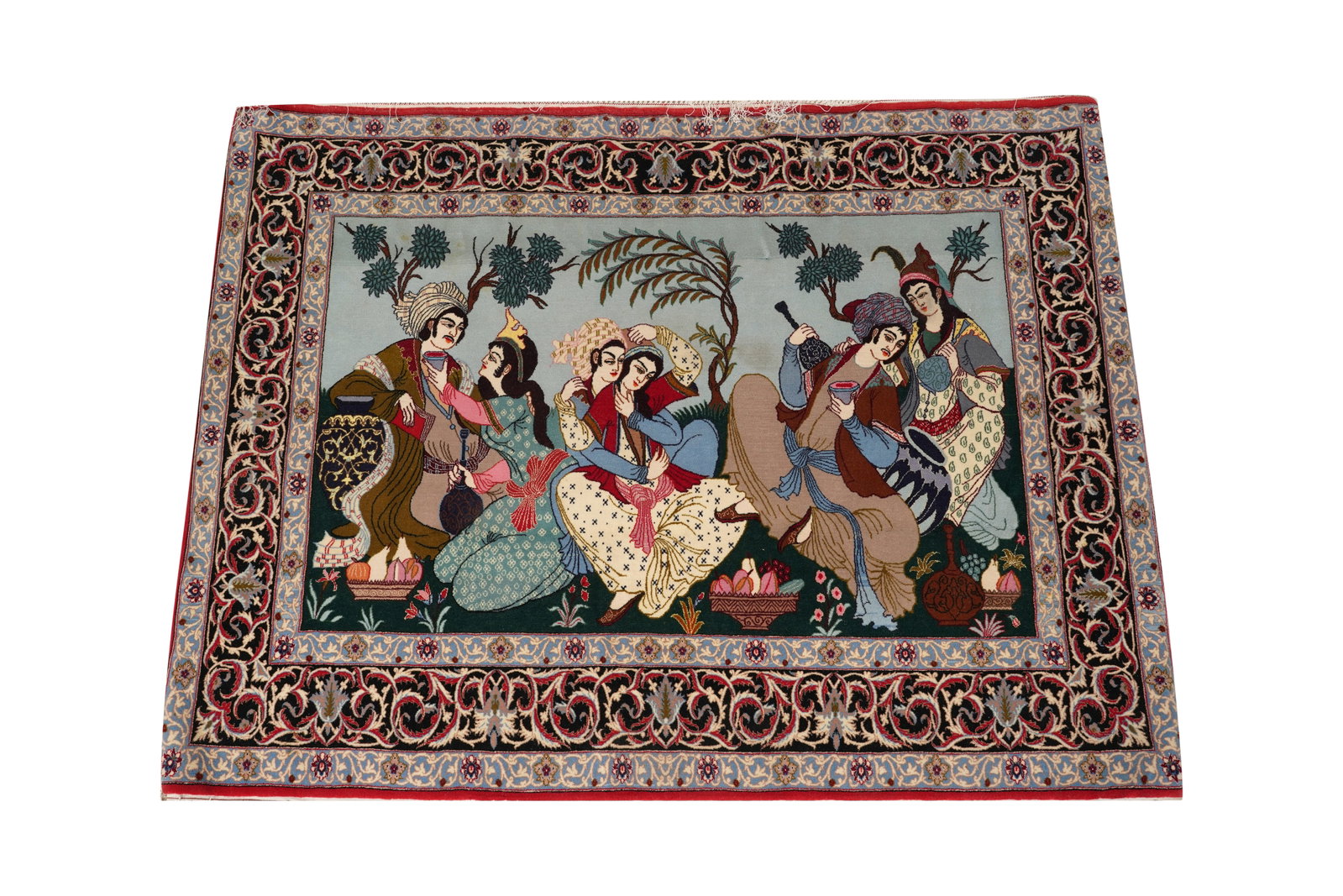 A Persian Pictorial Rug: wool on cotton 4' x 5'2"