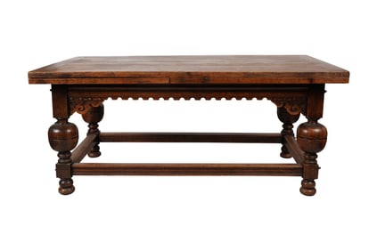 A Continental Carved Oak Refectory Table