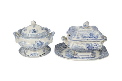 A Group of Blue and White Transferware