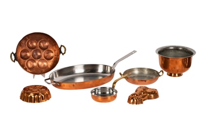 A Group of Copper-Clad Cookware and Molds