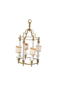 A Brass and Glass Ceiling Light Fixture