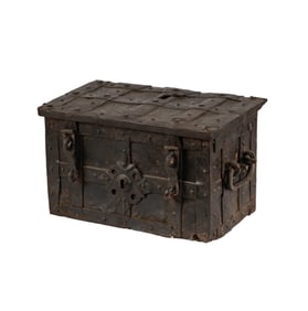 A Continental Baroque Iron Strong Box