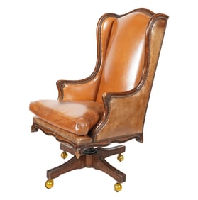 A Rose Tarlow Leather Swiveling Desk Chair