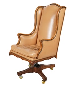 A Rose Tarlow Leather Swiveling Desk Chair
