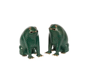 A Pair of Asian Cloisonne Frogs