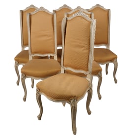 A Set of Six Rococo-Style Painted Dining Chairs