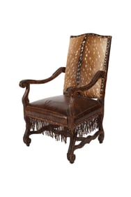 A Baroque-Style Carved Walnut Armchair