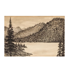 Artist Unknown: Mountain Lake Landscape