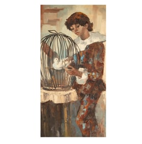 Artist Unknown: Boy with Caged Bird