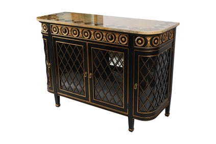 An Empire-Style Gilt and Ebonized Wood Cabinet