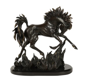 A Bronze Figure of a Wild Horse