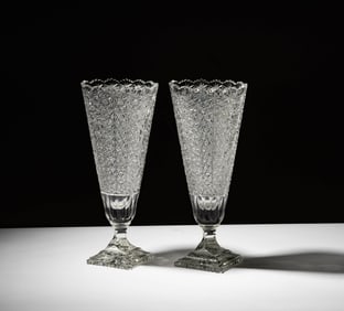 A Pair of Cut Crystal Vases