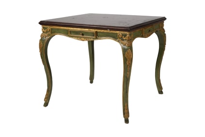 A Rococo-Style Painted and Gilt Games Table