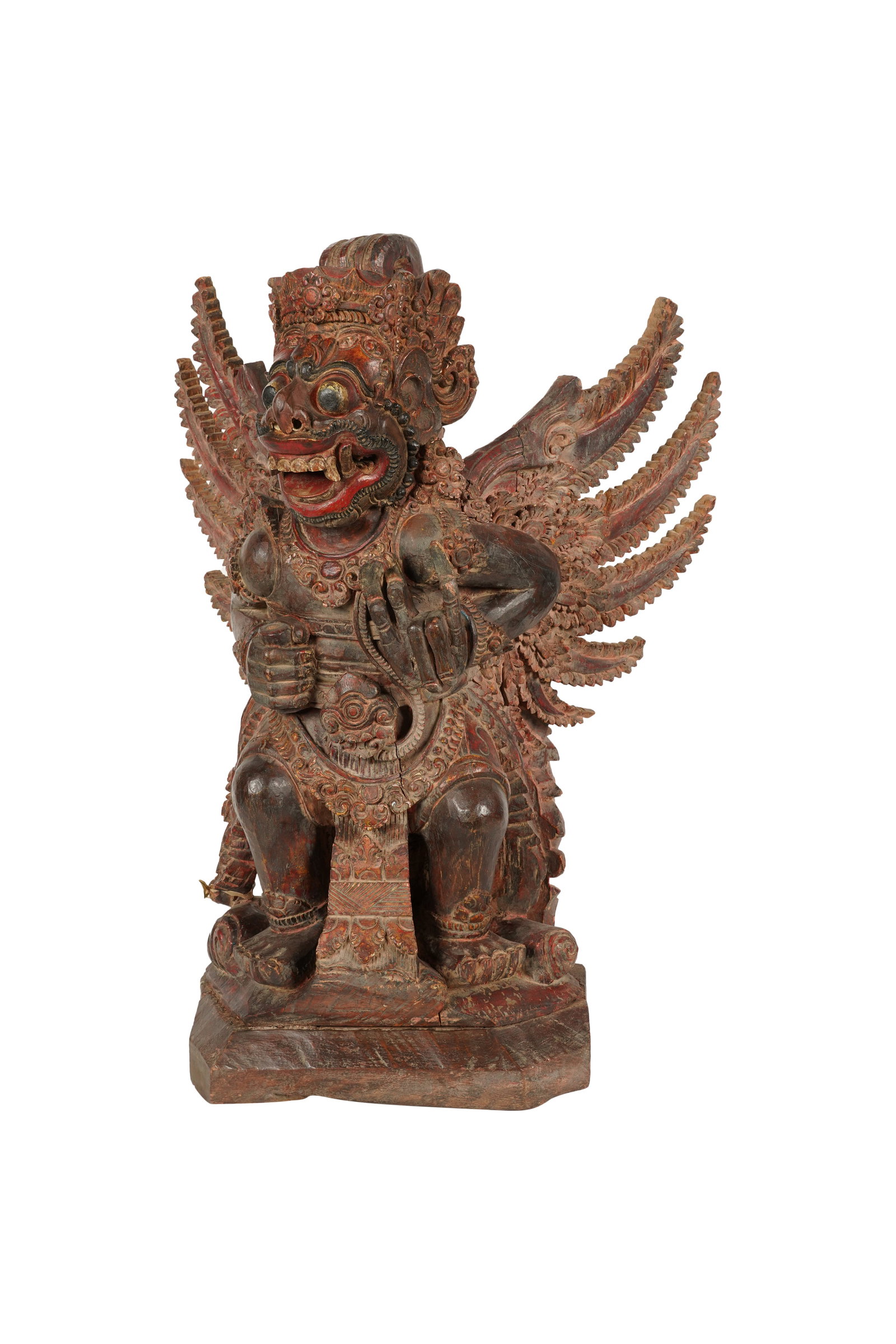 A Carved Wood Garuda Figure: Southeast Asia 27 x 19 1/2 x 13 in. (68.6 x 49.5 x 33 cm.)