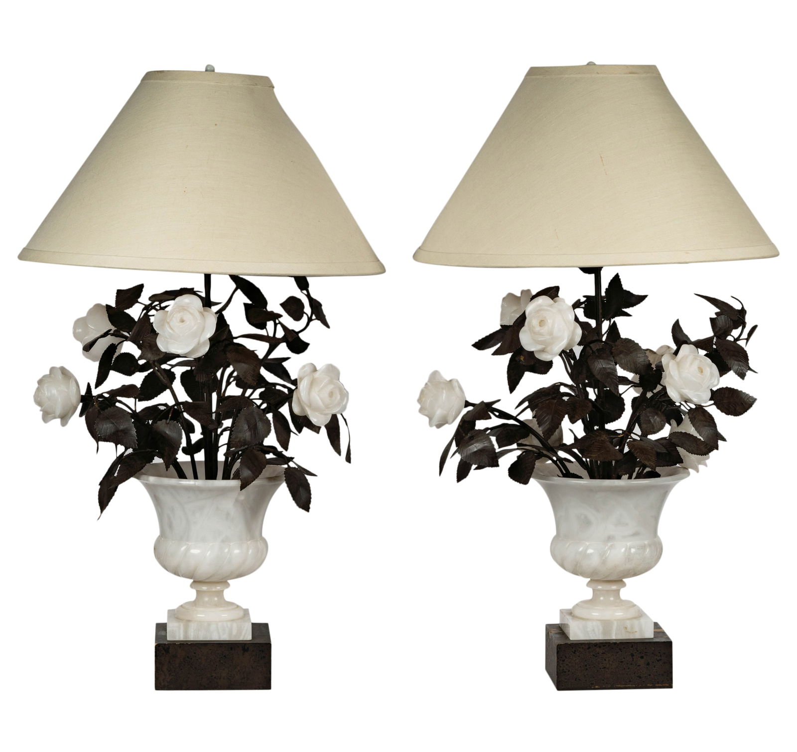 A Pair of Carved Stone and Metal Table Lamps (1 of 20)