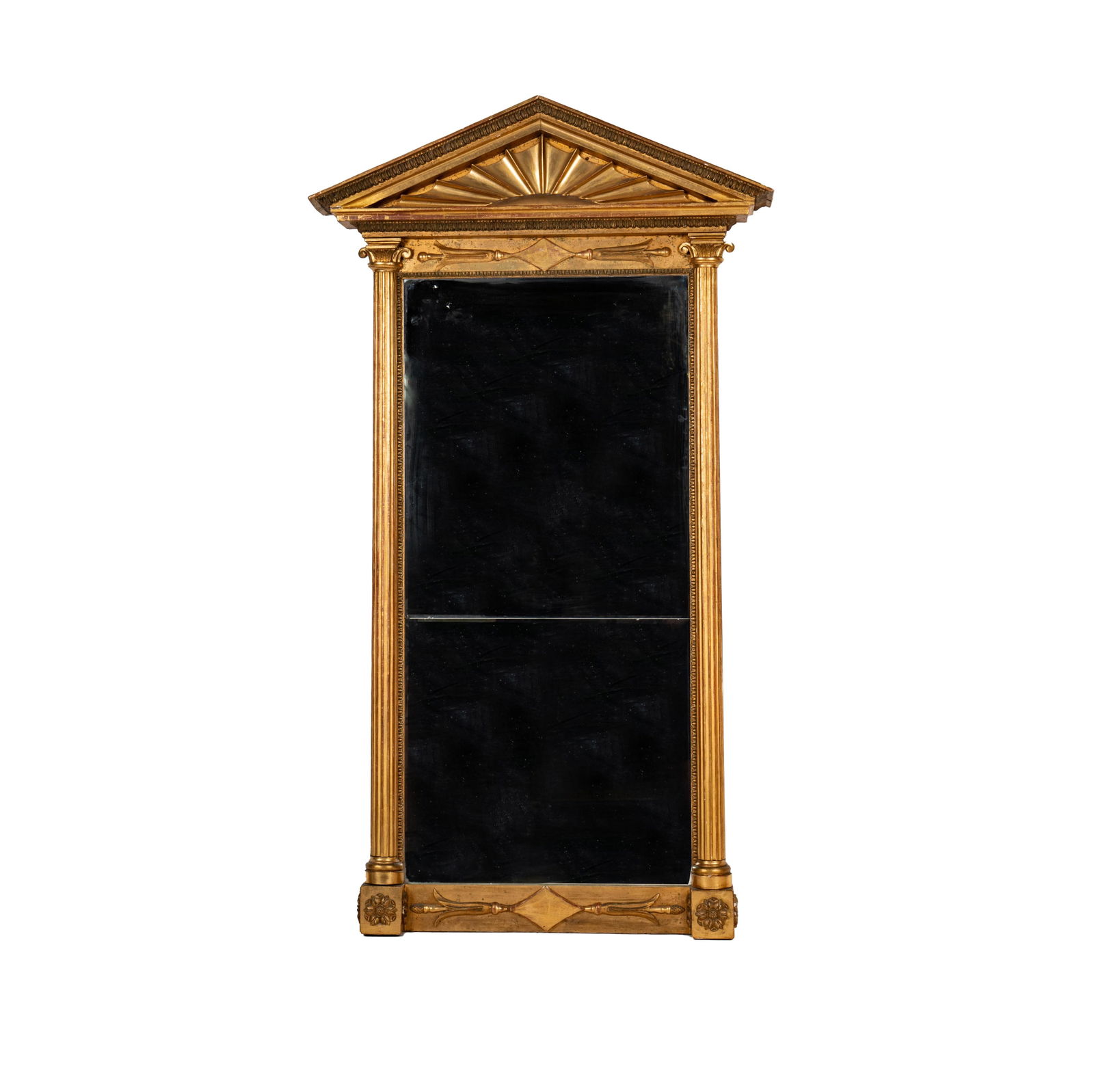 A George II-Style Giltwood Mirror: in the manner of William Kent 69 1/2 x 38 1/2 in. (176.5 x 97.8 cm.) Provenance: Outpost Circle Estate, Los Angeles