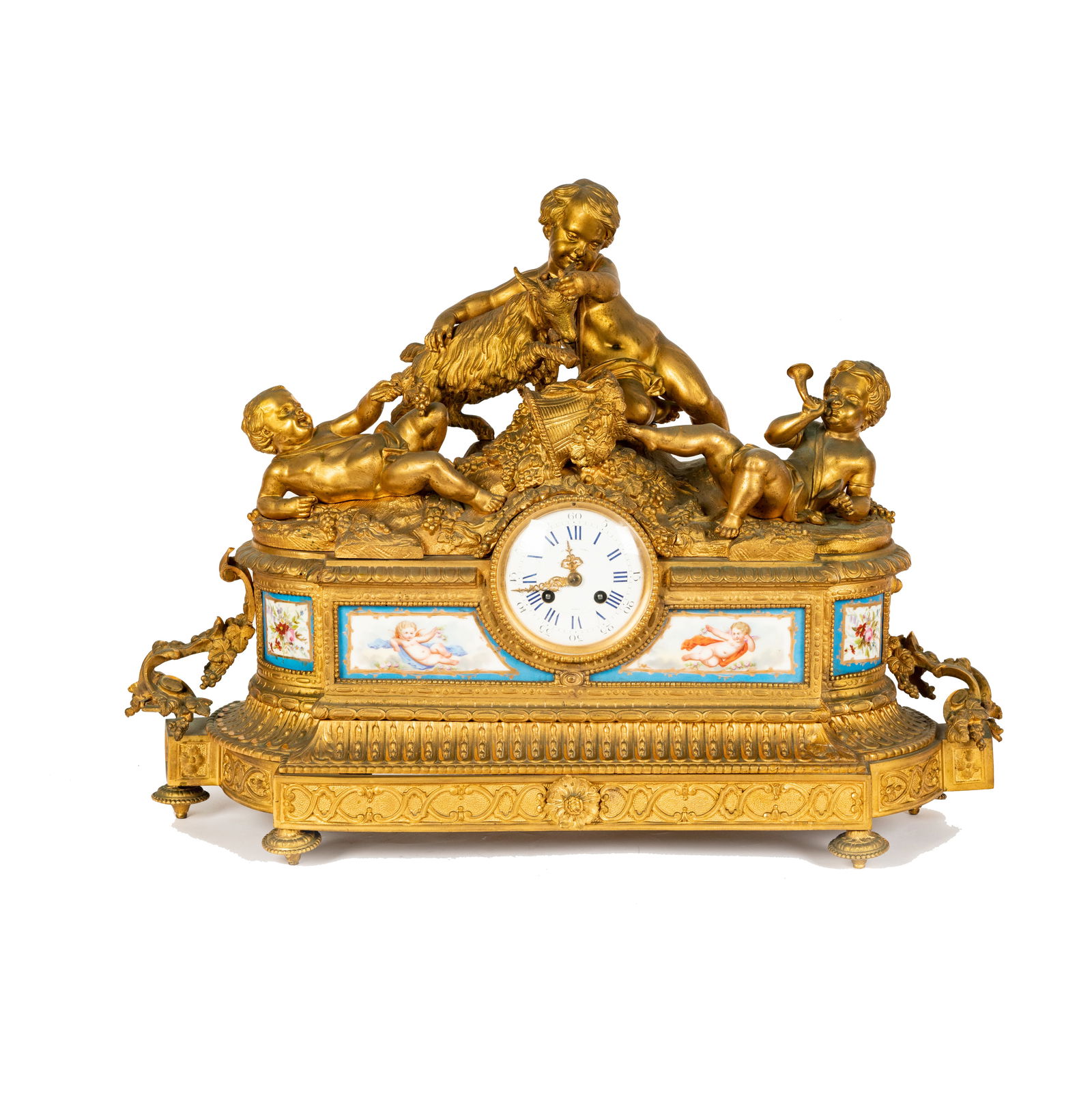 A French Gilt Bronze and Porcelain Figural Mantel Clock (1 of 19)