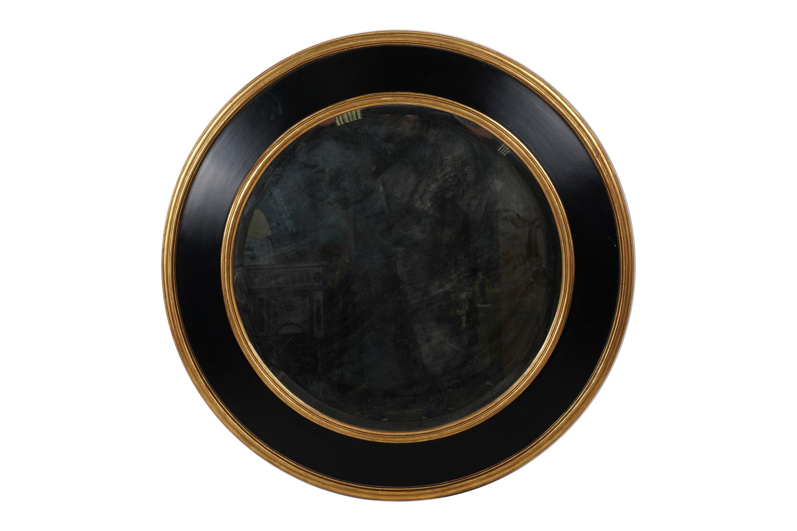 A Round Ebonized and Gilt Wood Mirror (1 of 7)