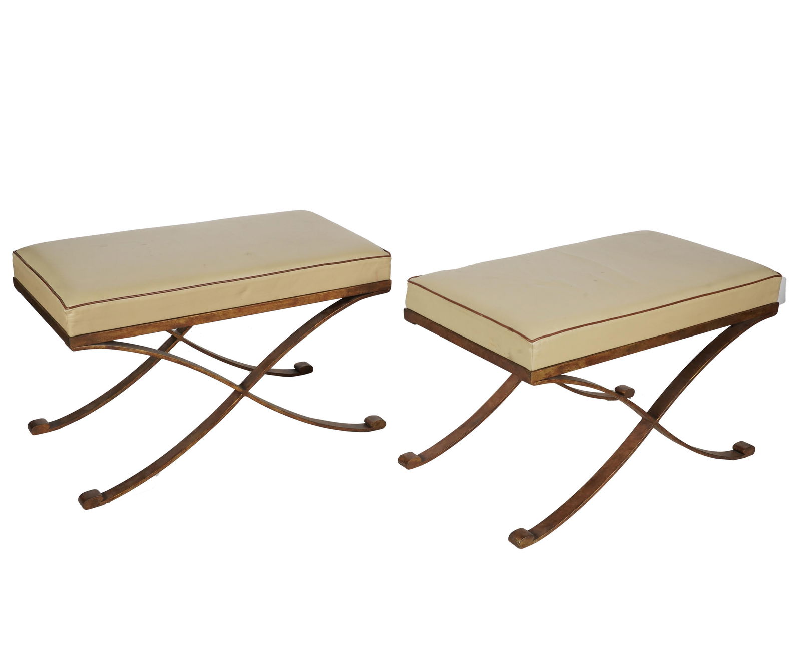 Raymond Subes Pair of Gilt Iron X-Base Benches (1 of 10)