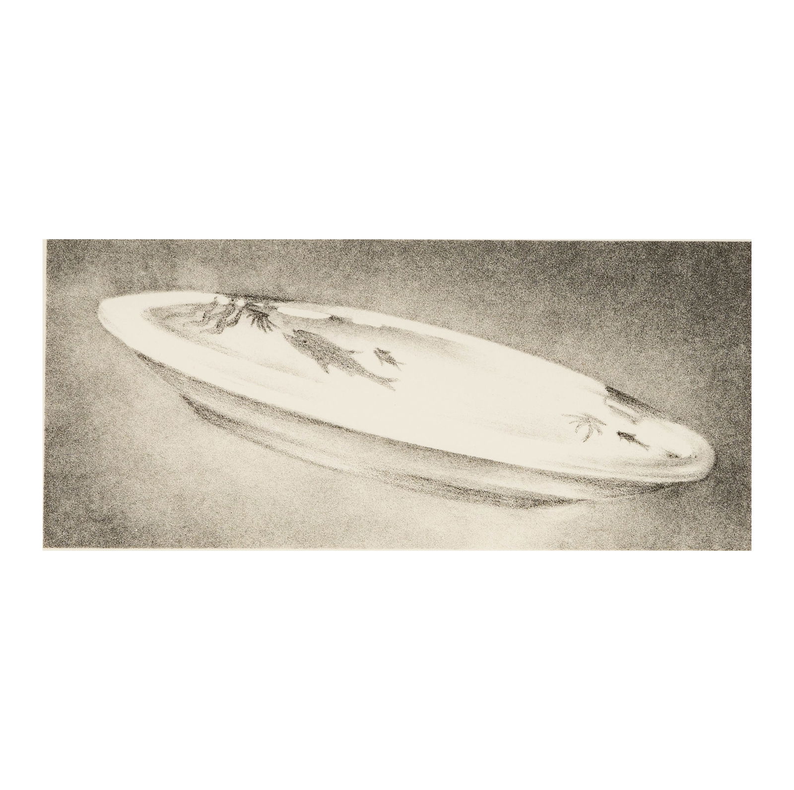 Ed Ruscha, American B. 1937, Dish (Engberg 67): Ed Ruscha American B. 1937 Dish (Engberg 67) lithograph in black 1973, signed, dated, and numbered in pencil 128/250 Sheet: 10 x 13 1/2 in. (25.4 x 34.3 cm.), Frame: 11 1/4 x 14 3/4 in. (28.6 x 37.5 c