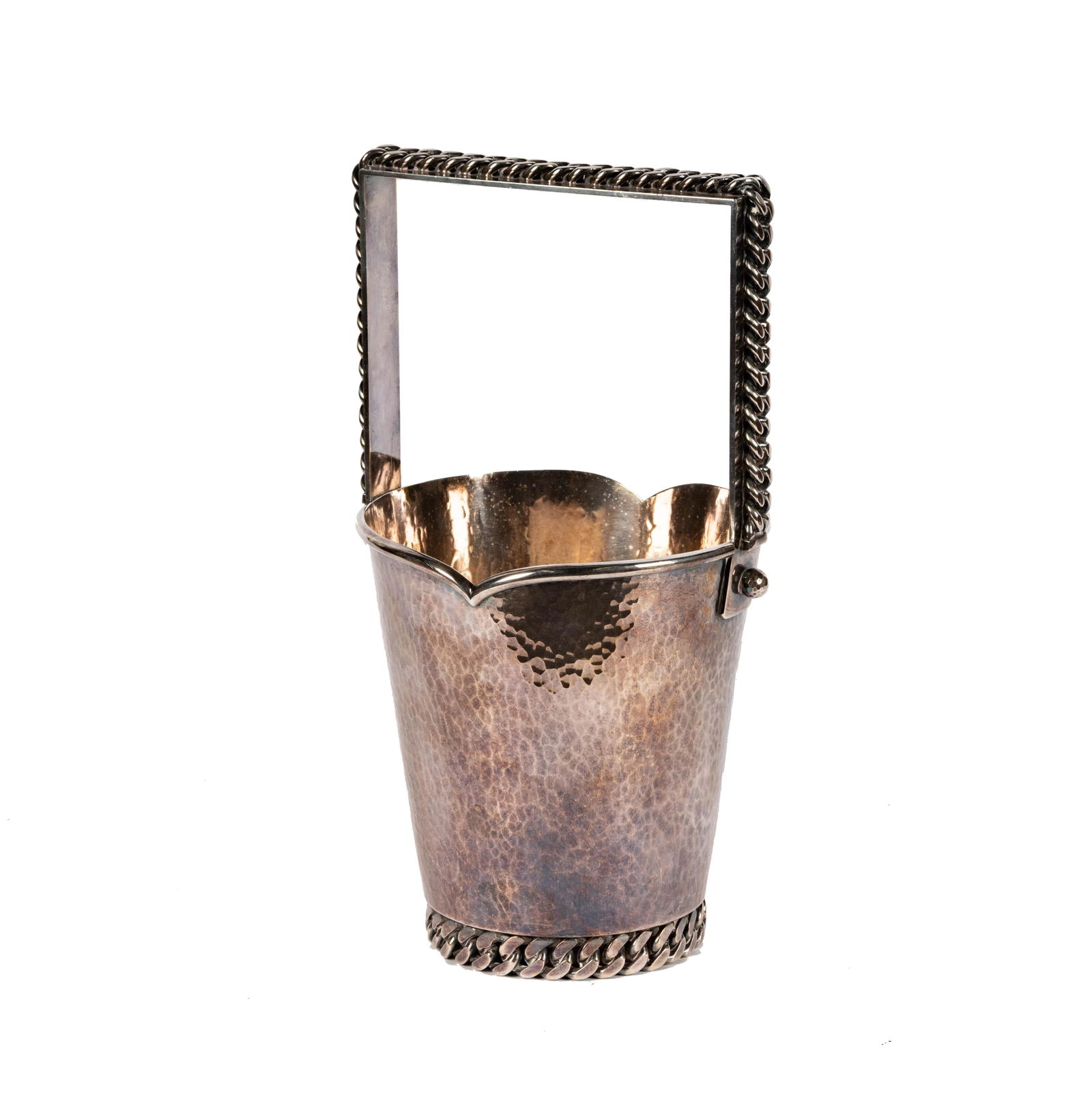 Jean Despres (French, 1889 - 1980): Wine Bucket: silverplated metal, incised 'J Despres' signature 15 3/4 x 9 x 8 1/4 in. (40 x 22.9 x 21 cm.)