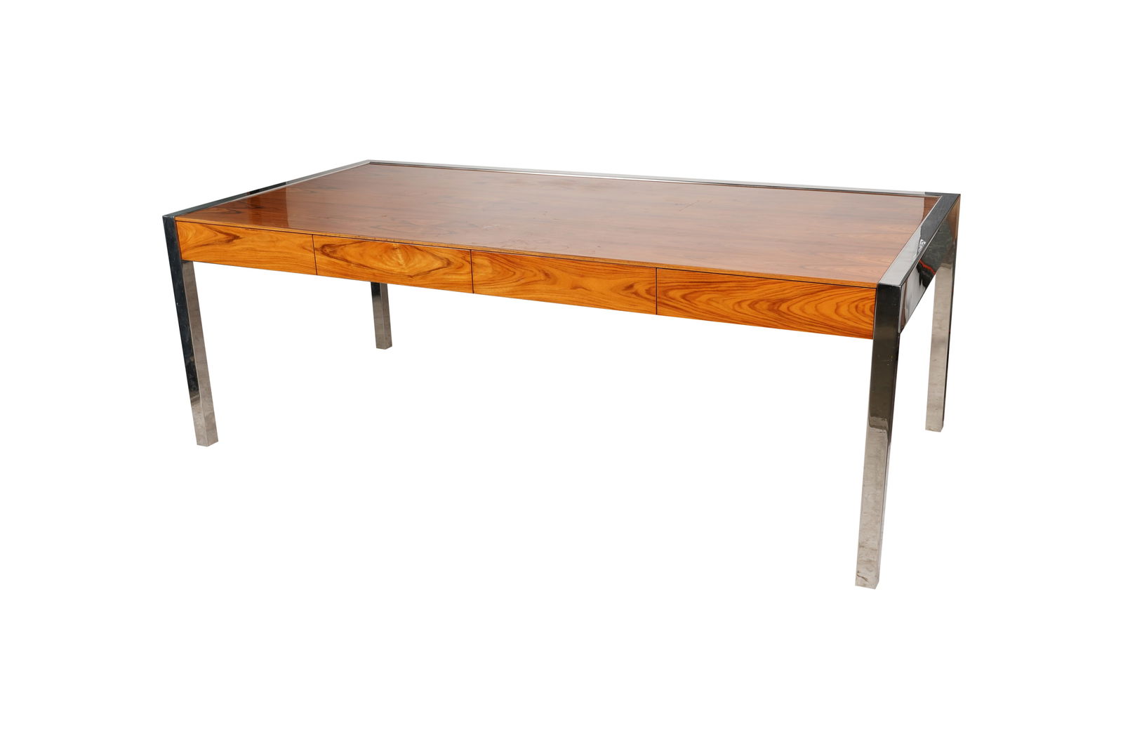 A Pace Polished Steel and Rosewood Writing Table (1 of 9)