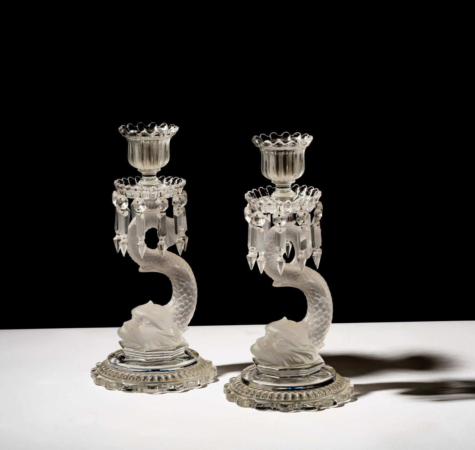A Pair of Baccarat Dolphin Crystal Girandole Candlesticks (1 of 17)