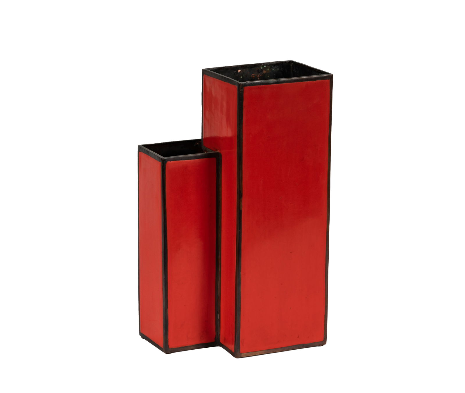 Red Enameled Metal Modernist Vase (1 of 10)