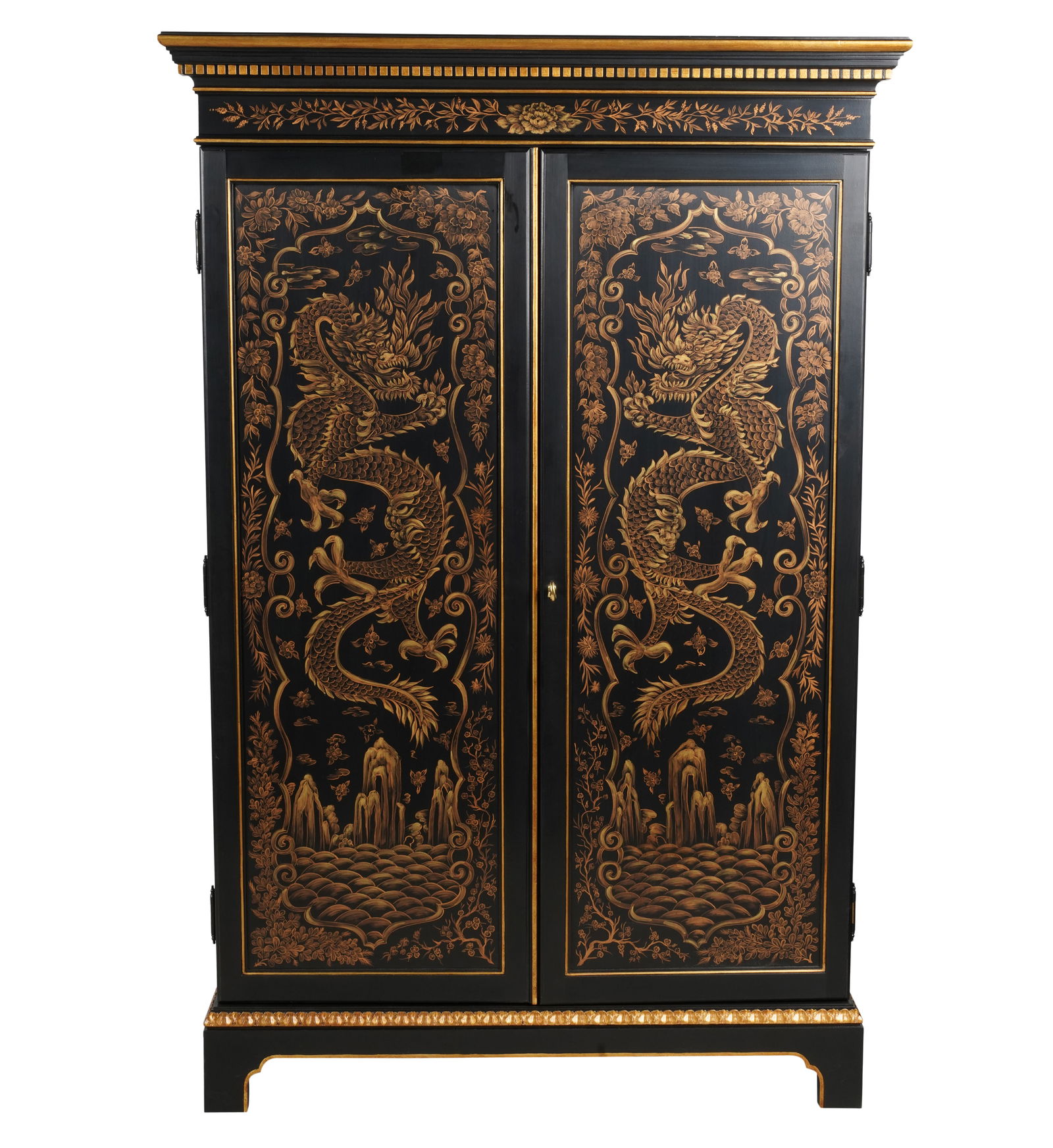 A Karges Ebonized and Gilt Chinoiserie Media Cabinet (1 of 14)