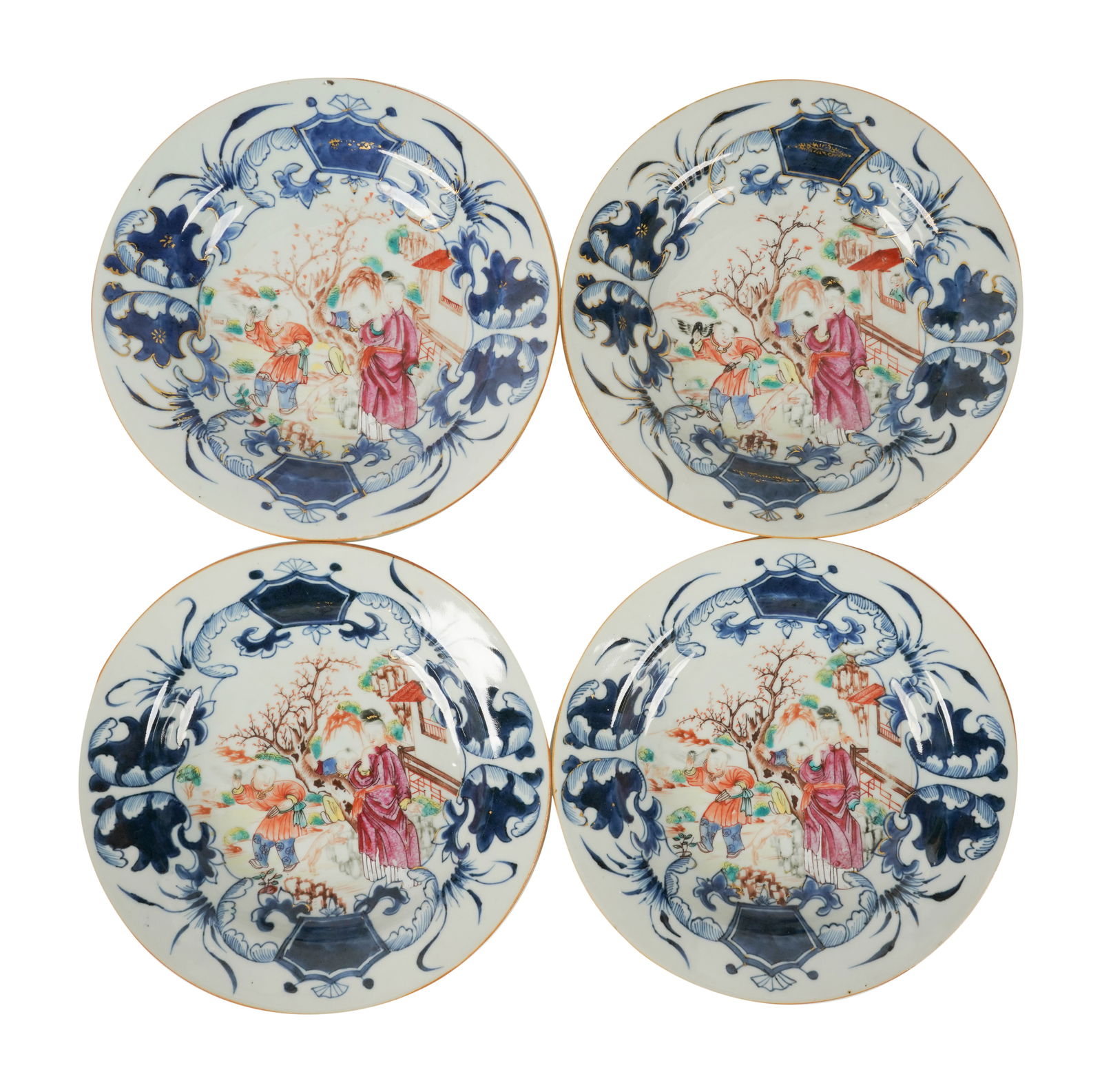Four Chinese Export Porcelain Soup Plates (1 of 9)