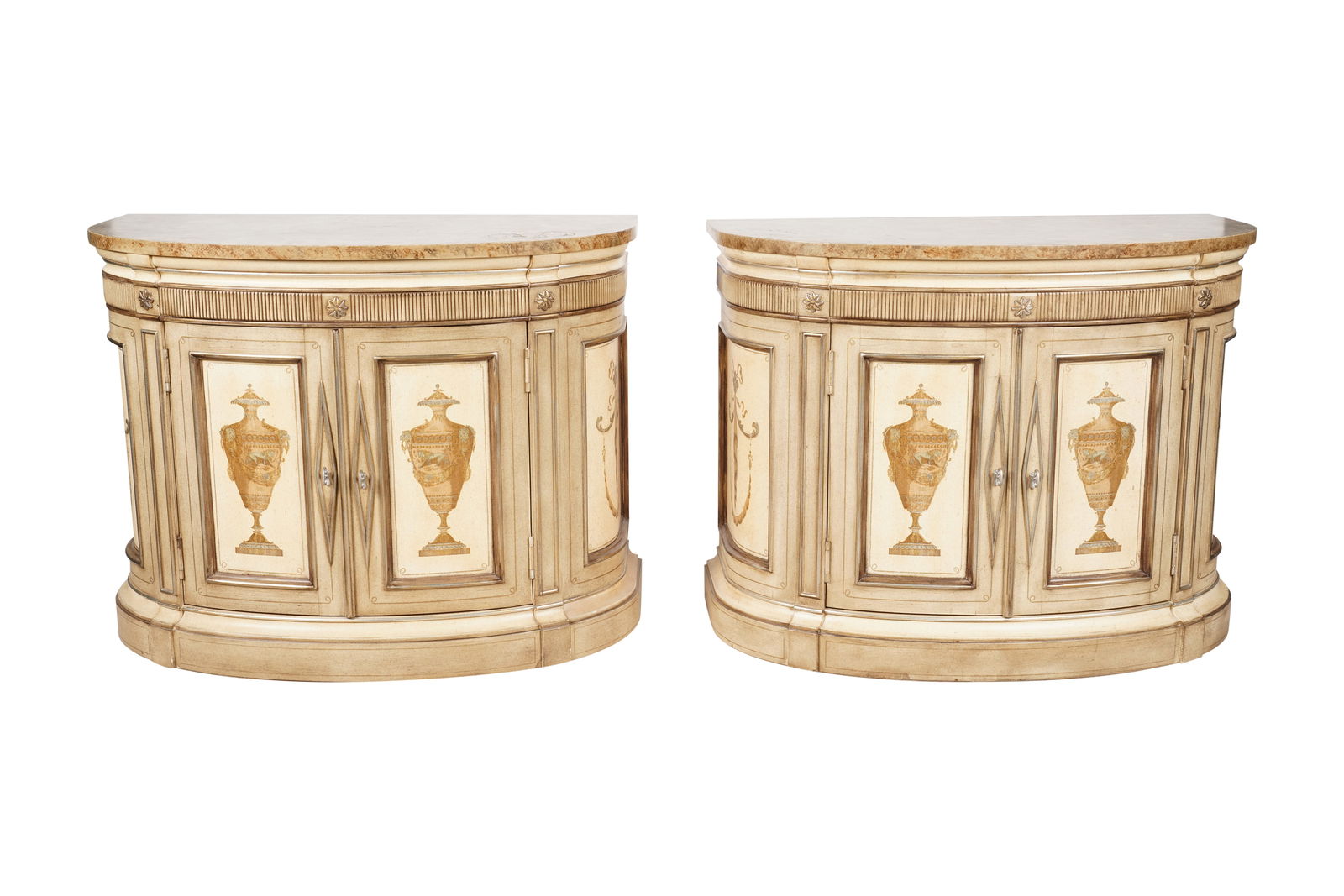 A Pair of Neoclassical-Style Painted Demilune Nightstands (1 of 8)