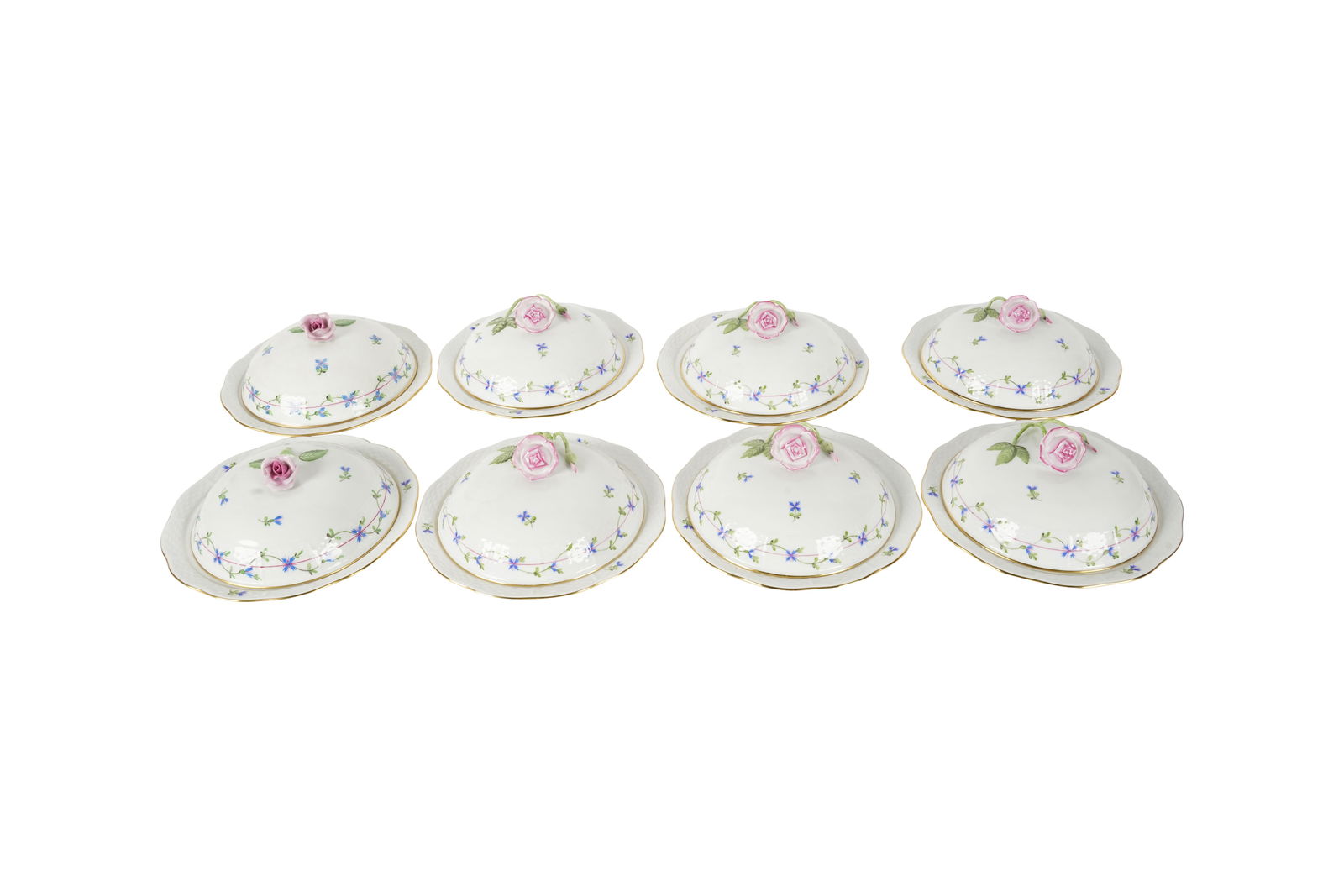 A Set of Eight Herend Porcelain Covered Muffin Dishes (1 of 7)