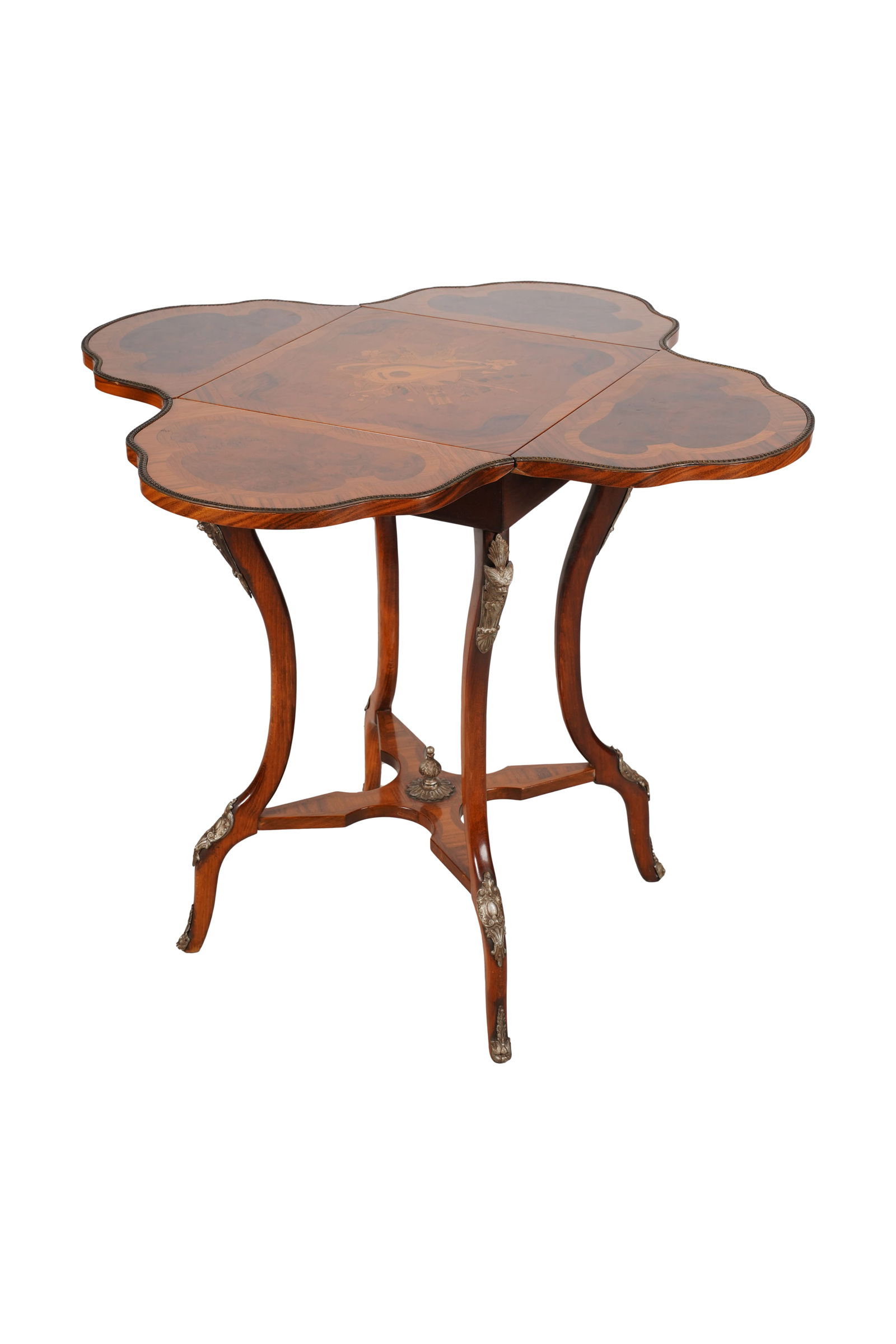 A Metal-Mounted Marquetry Drop Leaf Center Table (1 of 9)