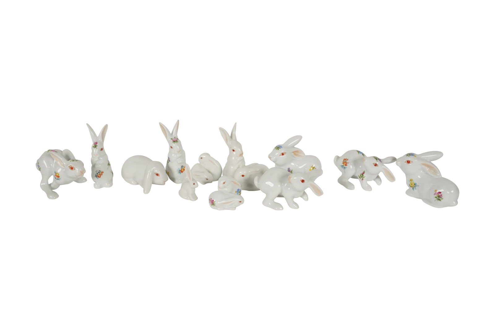 A Group of Herend White-Glazed Porcelain Rabbit Figures (1 of 8)