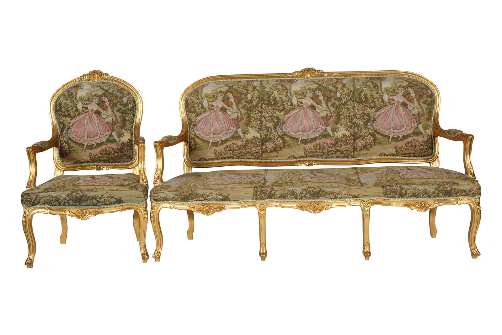 Collection of Larry Flynt: French Gilt and Needlework Upholstered Settee and Armchair (1 of 10)
