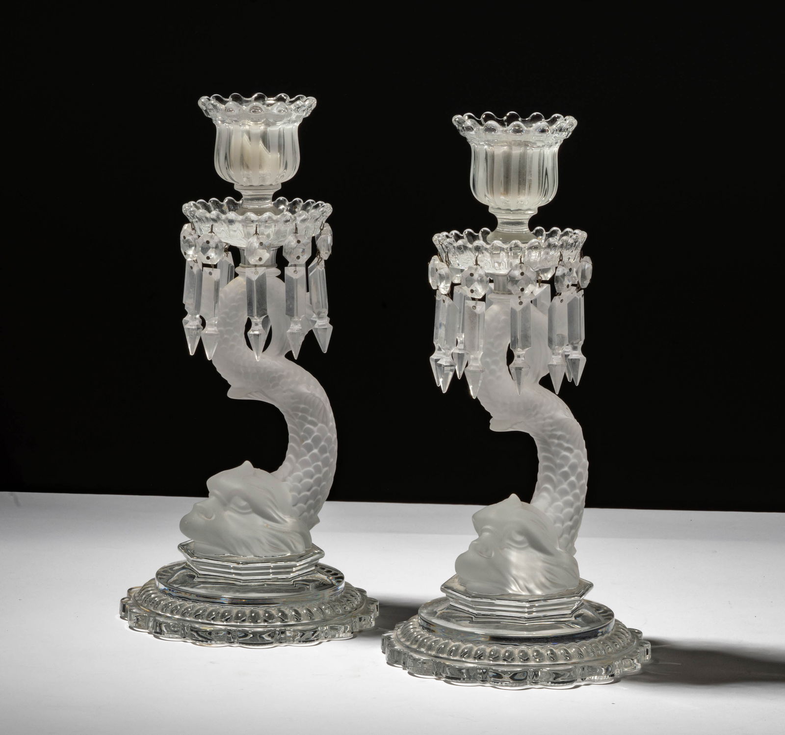 A Pair of Baccarat Crystal Dolphin Candlesticks (1 of 13)