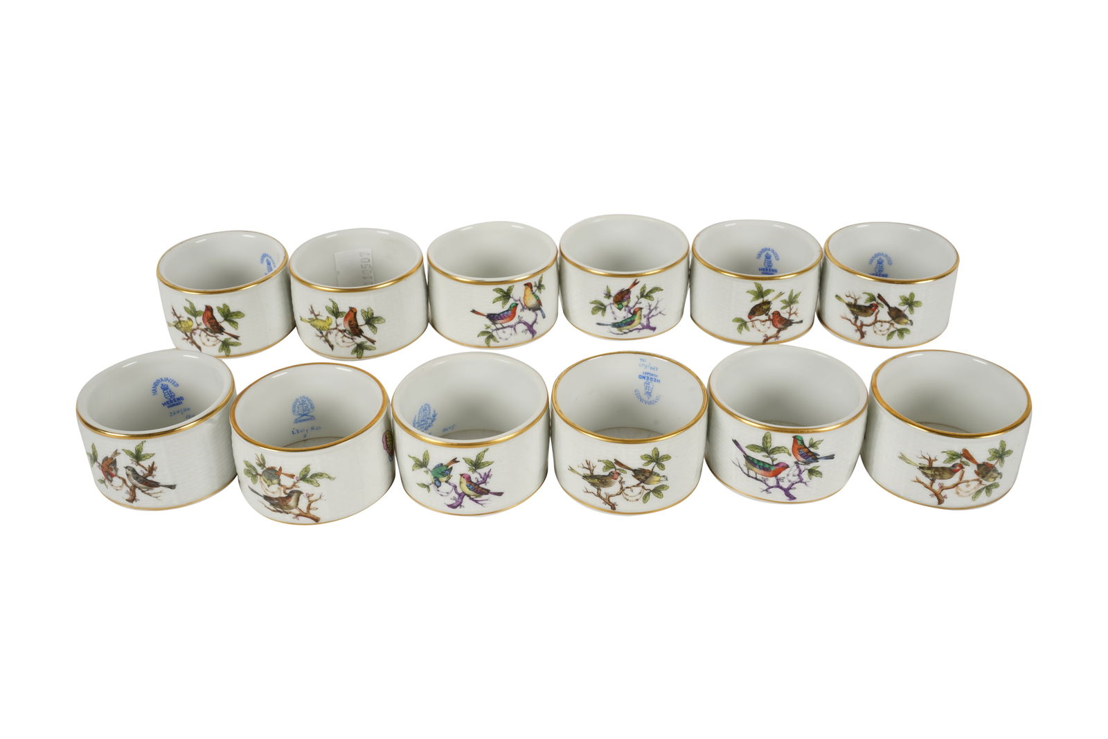 A Set of Twelve Herend Rothschild Porcelain Napkin Rings (1 of 7)