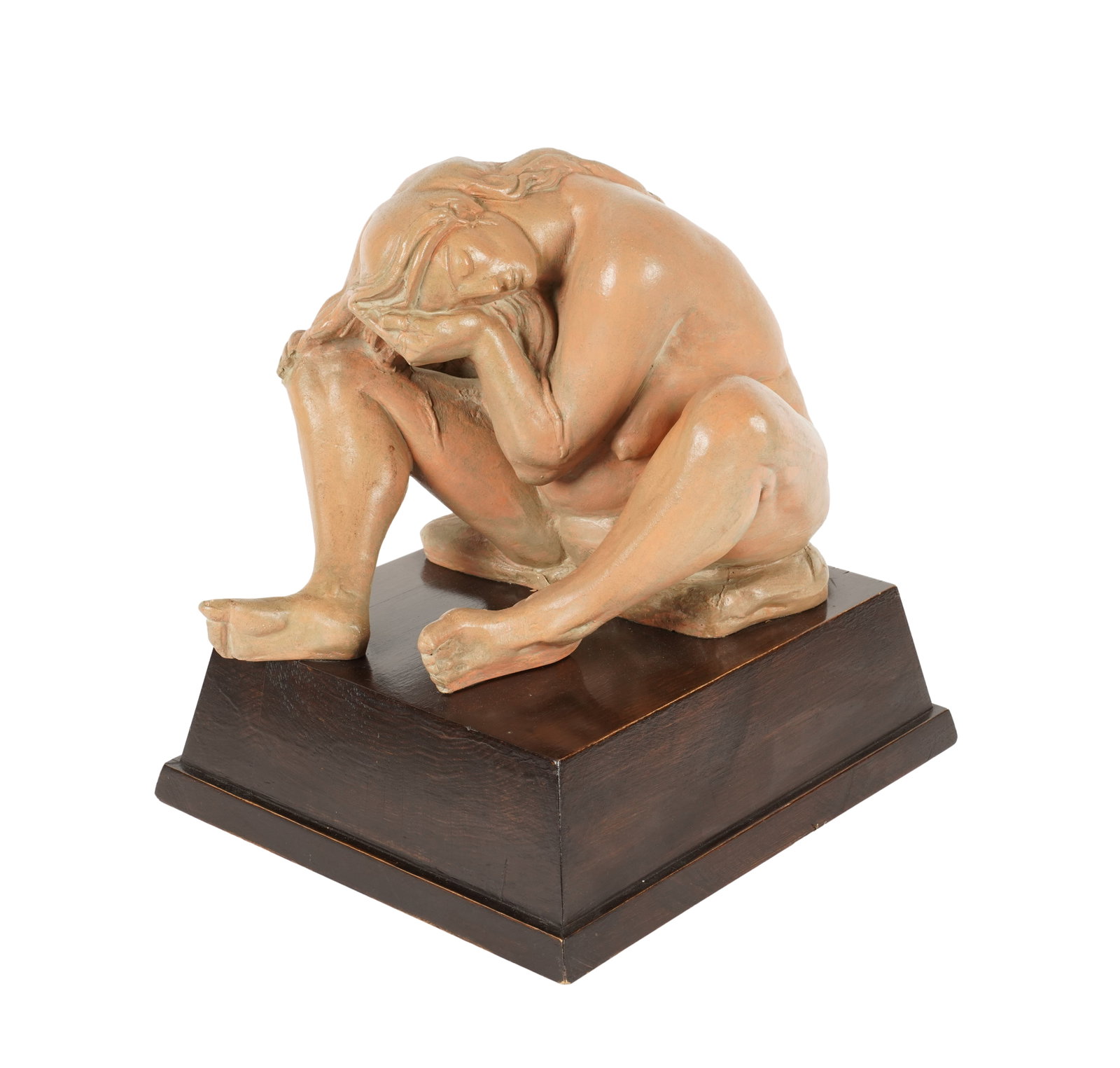 Albert W. Wein, American 1915-1991, Untitled Seated Nude: Albert W. Wein American 1915-1991 Untitled Seated Nude terracotta signed, affixed to wood base The figure: 9 1/2 x 10 1/2 x 11 in. (24.1 x 26.7 x 27.9 cm.), Overall height: 13 1/2 in. (34.3 cm.)
